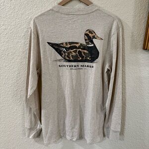 Southern Marsh Duck Decoy Camo Long Sleeve Tee Pocket Shirt Cotton Unisex